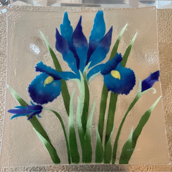 Wm McGrath Other - Wm McGrath fusion glass iris 10” square plate dinner server EUC signed